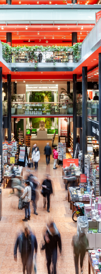 Interior view of the media department store in Berlin