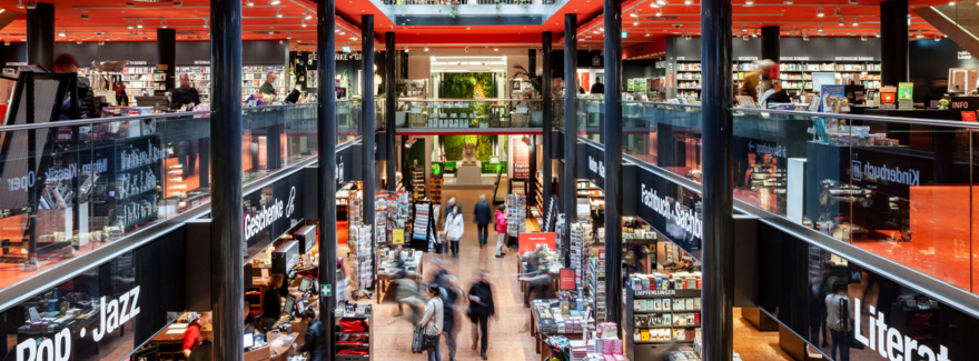 Interior view of the media department store in Berlin