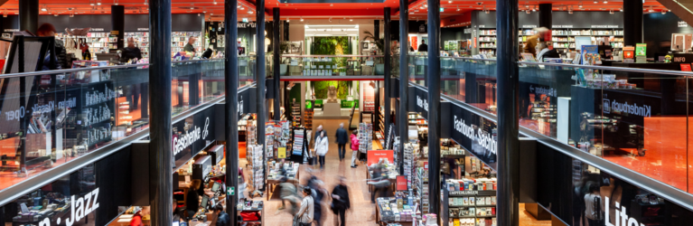 Interior view of the media department store in Berlin