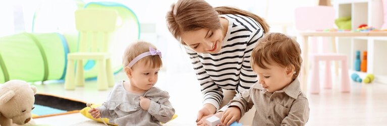 Educator playing with child