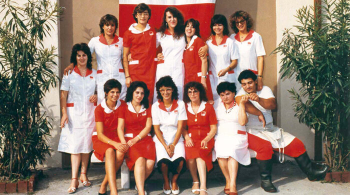 Team photo of the Italian employees from 1969